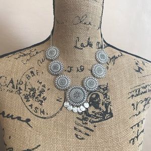 New York & Co Silver Medallion Bib-style Necklace